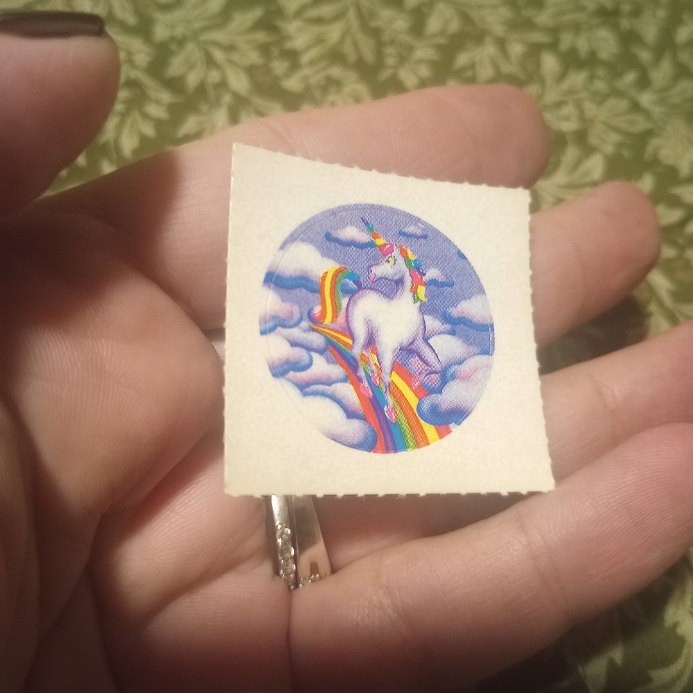 Lisa Frank Vibrant Unicorn and Rainbow Sticker